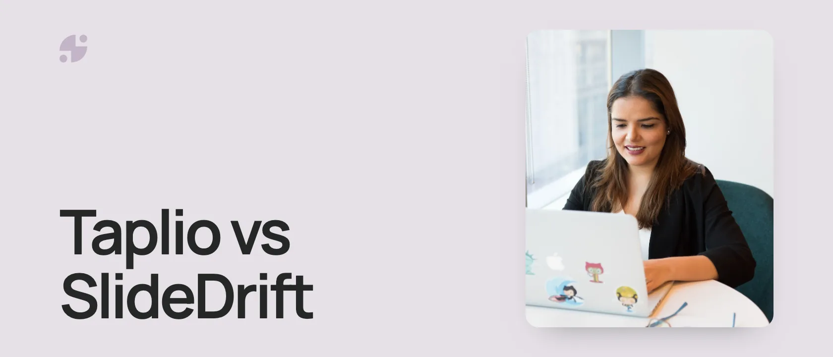 Taplio vs SlideDrift. A woman working on a laptop.