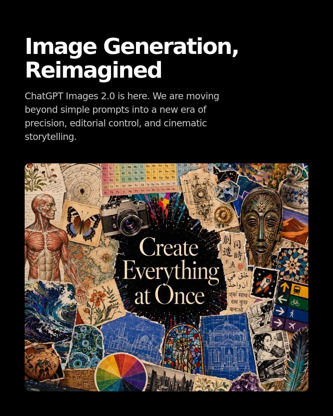 Free Cinematic Keynote LinkedIn Carousel Template slide 1: Image Generation, Reimagined ChatGPT Images 2.0 is here. We are moving beyond simple prompts into a new era of precision, editorial contr...