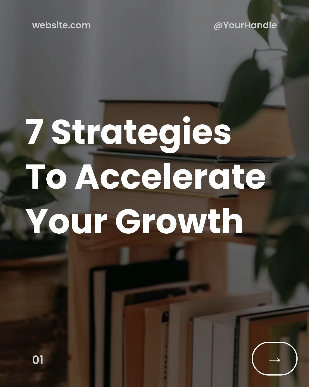 Free Modern Growth Strategy Carousel LinkedIn Carousel Template slide 1: 7 Strategies To Accelerate Your Growth →