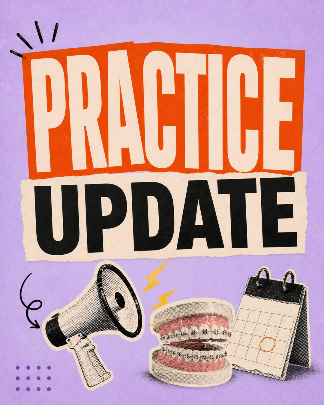 Retro Collage Megaphone in Lilac and Orange — LinkedIn graphic