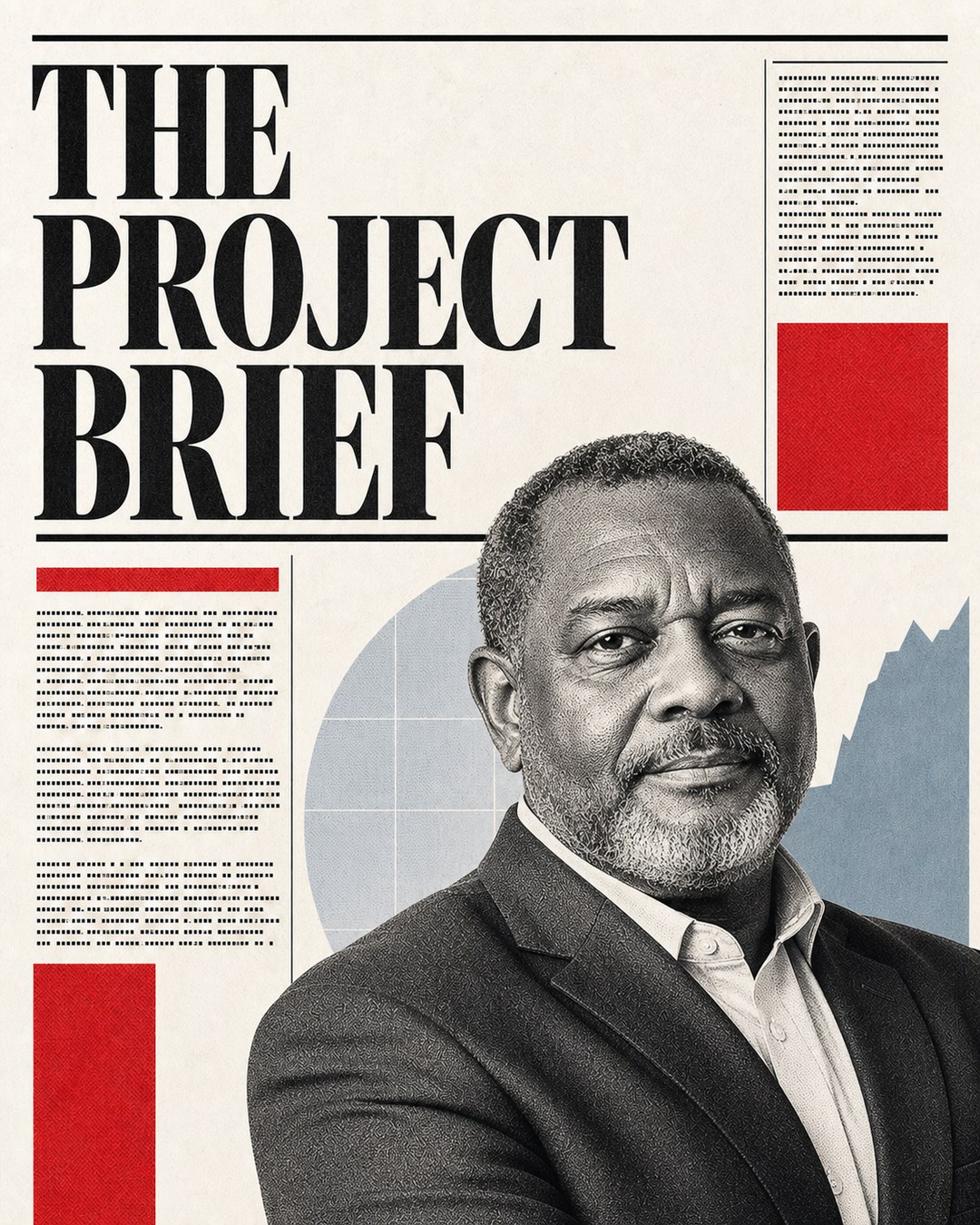 LinkedIn graphic reading “THE PROJECT BRIEF” over an engraved portrait of a businessman in a suit