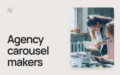 Agency carousel makers. Two colleagues working together at a desk.