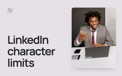 LinkedIn character limits. A man in a suit talking as he works at his laptop.
