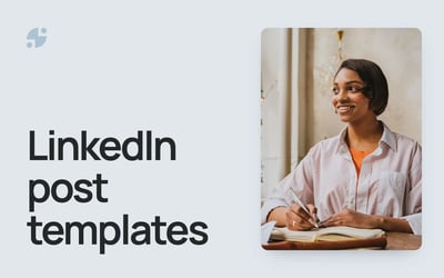LinkedIn post templates. A consultant smiling as she writes notes.