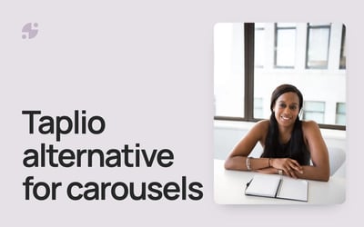 Taplio alternative for carousels. A consultant smiling at a desk with an open notebook.