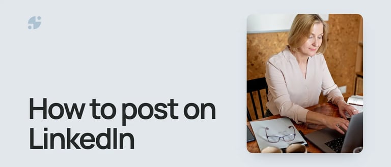 How to post on LinkedIn. A woman working on a laptop at her desk.