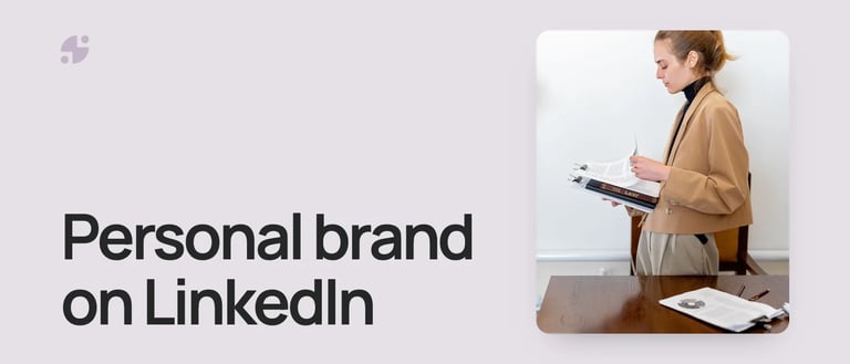 Personal brand on LinkedIn. A lawyer reading documents at her desk.