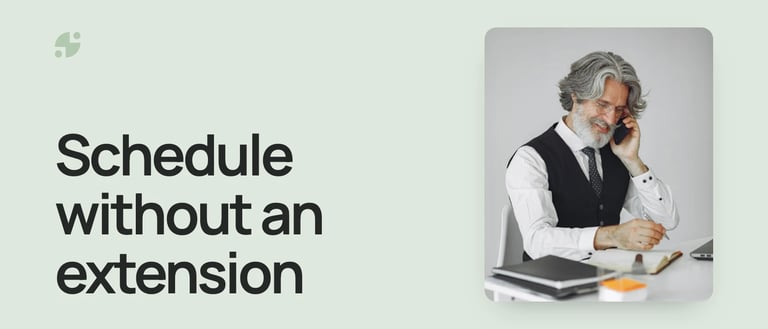 LinkedIn scheduling without a browser extension. An adviser on a call, planning the week in his notebook.